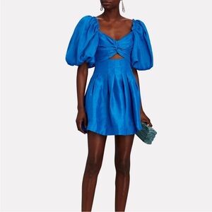 AJE Dusk Twist-Front Linen Mini Dress